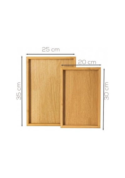 Ayrex Porsima Pbt-362 Ahşap Tepsi 2li Set Çay Kahve Bambu Sunumu Tepsi Seti
