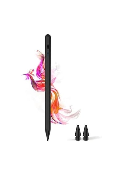 İpad 2018-2026 İçin Stylus Tablet Kalem 2018 Sonrası Tüm İpad Modellerinine Uyumlu Eğim Sensörlü Avuç İçi Reddi Aktif Stylus Kalem Siyah