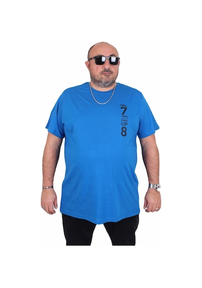Moc Grande Mocgrande Erkek Büyük Beden Sıfır Yaka Tişört Stand Up 25158 Saks Saks Saks Mavisi