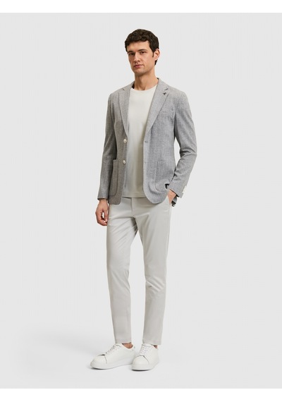 Cacharel Açık Gri Slim Fit Çizgili Yün Karışımlı Ceket Cacharel Açık Gri Slim Fit Çizgili Yün Karışımlı Ceket