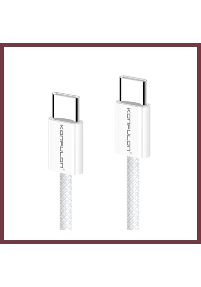 Storeşahin Konfulon Dc130 2m 60w Type-c To Type-c Örgülü Hızlı Şarj Kablosu - Beyaz Shn0720