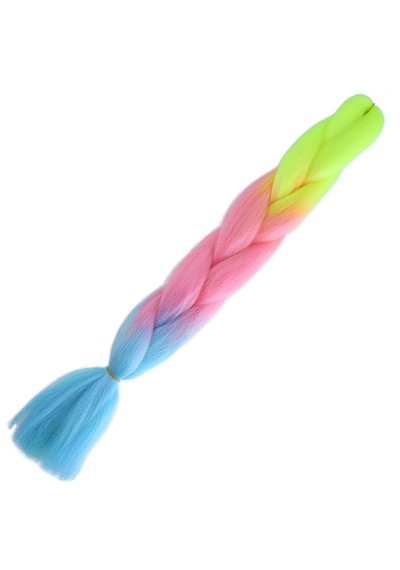 Afrika Örgülük Ombreli Sentetik Saç 100 Gr. - Neon Sarı / Pembe / Açık Mavi 61499254