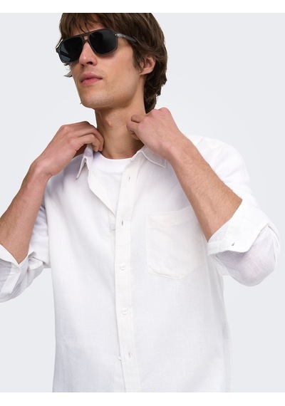 Only & Sons Onslaurence Ls Lınen Blend Shırt Erkek Beyaz Gömlek - 22036239