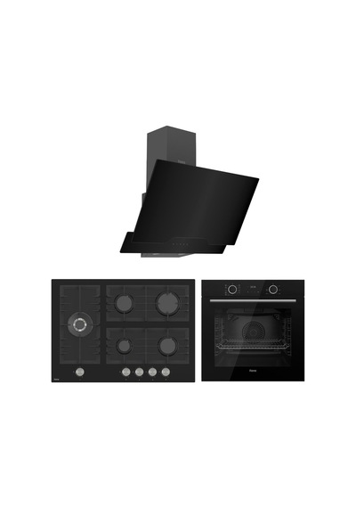 Fryart XE63CS-BL135-D063 Siyah Cam Ankastre Set
