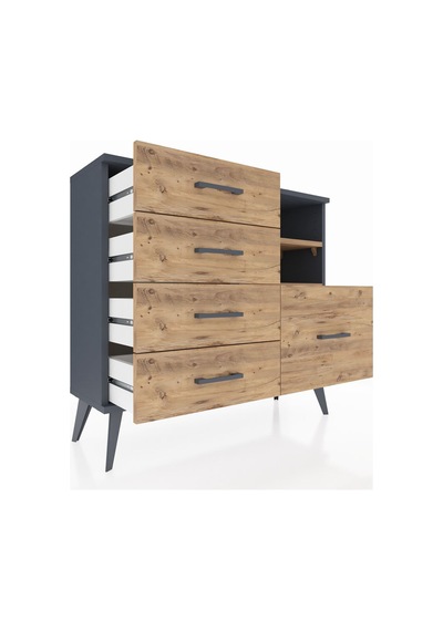Arges Şifonyer 2 Raflı 5 Çekmeceli 88x30x80 Antrasit-çam Çam Arges Şifonyer 2 Raflı 5 Çekmeceli 88x30x80 Antrasit-çam Çam