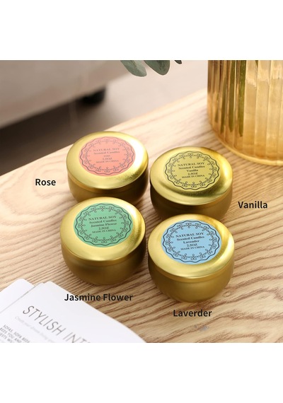 Kokulu Mumlar Hediye Seti, 16 Paket Doğal Soya Balmumu Seyahat Teneke Kavanoz Mumları Aile Toplantıları İçin 70 Ml Çok Renkli