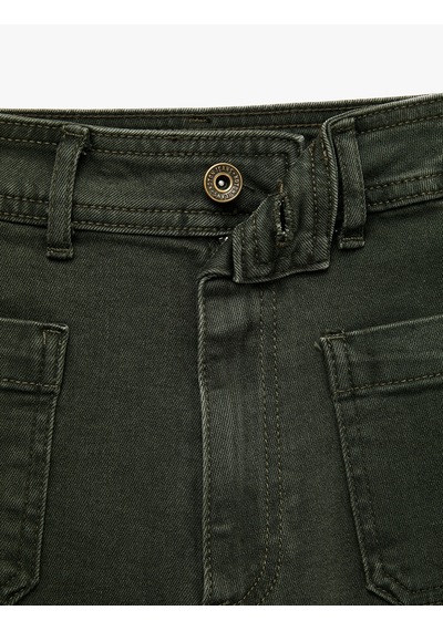 Koton Normal Bel Cep Detaylı Kısa Geniş Paça Denim Pantolon - Culotte Jeans Ovd 7wal40301md