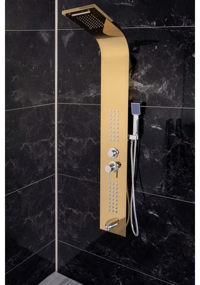 Decordem Banora Infinity Lux Duş Paneli, 5 Fonksiyonlu, Altın