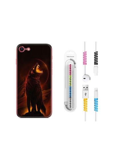 Apple Uyumlu iPhone 6/6S Kılıf Kablo Koruyuculu Fire Wolf 1602