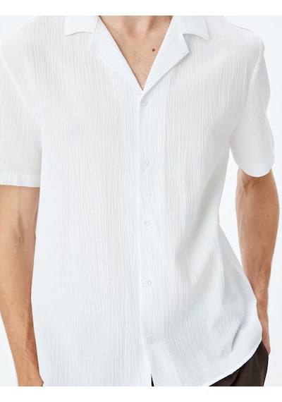 Koton Düğmeli Pamuk Karışımlı Regular Fit Dokulu Kısa Kollu Gömlek Beyaz 5sam60027hw Beyaz Koton Düğmeli Pamuk Karışımlı Regular Fit Dokulu Kısa Kollu Gömlek Beyaz 5sam60027hw Beyaz