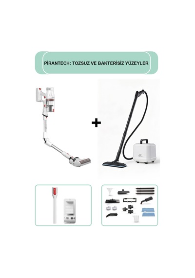 Pirantech ES-330 Pro Dikey Süpürge & CB-105A Profesyonel Buharlı Temizleyici