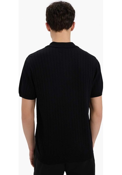 DeFacto Standart Fit Polo Yaka Kısa Kollu Siyah Triko Tişört E4603AX25SMBK27