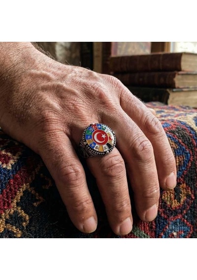 925 Ayar Gümüş Osmanlı Kasa 16 Türk Devletli Usta İşi Erkek Yüzük