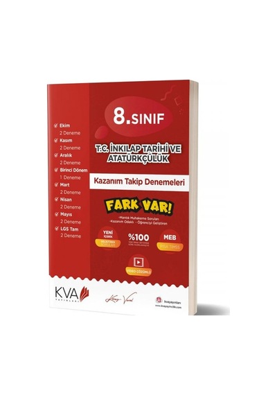 8. Sınıf T.C. İnkılap Tarihi ve Atatürkçülük Kazanım Takip Denemeleri -  KVA Yayınları