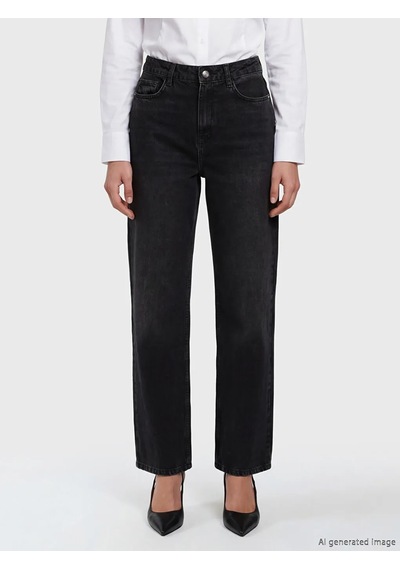 Lc Waikiki Siyah Straight Fit Kadın Jean Pantolon