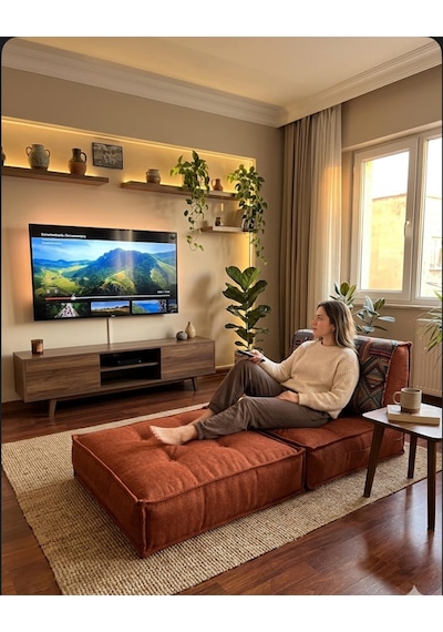 Viscolog Comfy Plus Yeni Nesil Bohem Tekli Koltuk,yataklı Katlanır Berjer,yer Yatağı,şark Köşesi 75x75 85cm Kırmızı