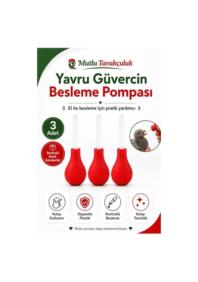 Tr Güvercin Besleme Aparatı, Sıkılabilir Gövdeli Manuel Mama Pompası 3 Adet