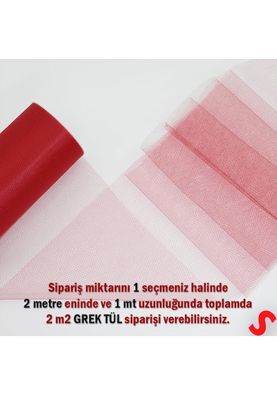 Süsleme Tülü Grek Tül, 2 Mt En X 1 Mt Uzunluk - Kırmızı 0-99