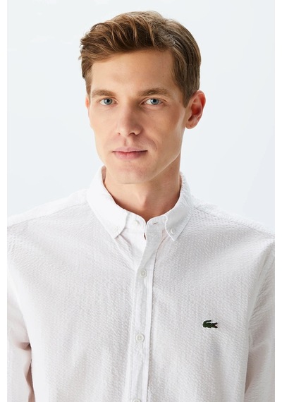 Lacoste Men's Regular Fit Shirt Organik Pamuk Erkek Gömlek Beyaz