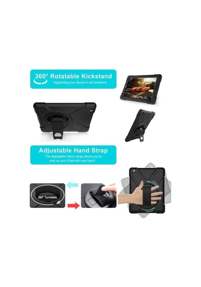 Apple Uyumlu iPad 2 3 4 Kılıf Defender Askılı Zırhlı Tank Case A1395 A1396 A13 - Siyah