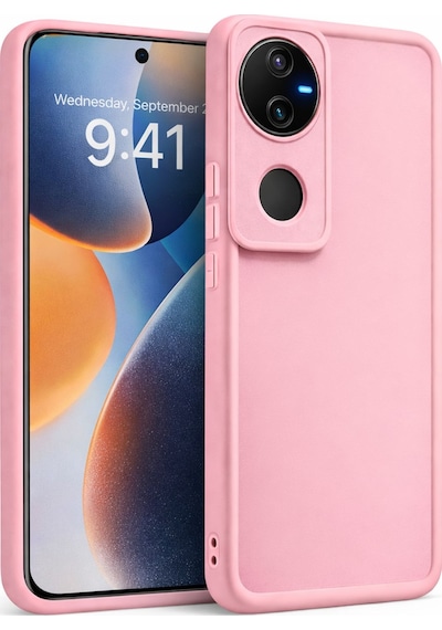 Vivo V50 Uyumlu Kamera Çıkıntılı Mat Silikon Telefon Kılıfı Pembe