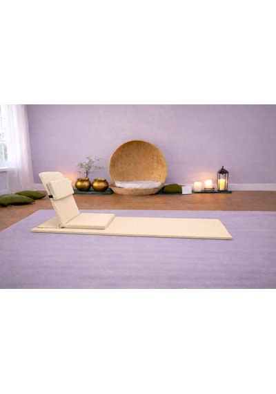 Backjack Meditasyon Sandalyesi Destekli Yer Minderi + 60x180 Kumaş Mat - Backjack 3xl Mat+backjack İkili Set Krem