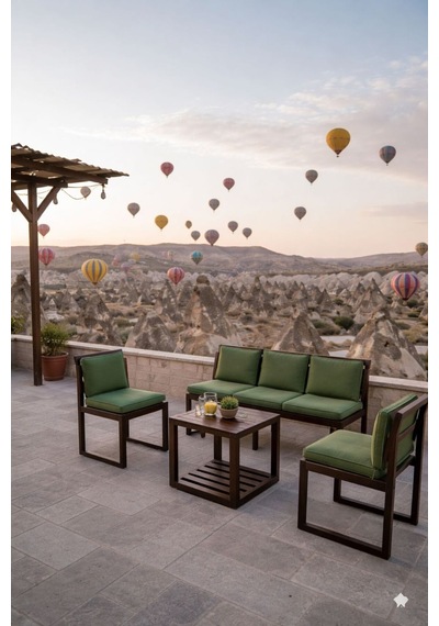 Ahşap Bahçe/balkon Oturma Takımı Kahverengi