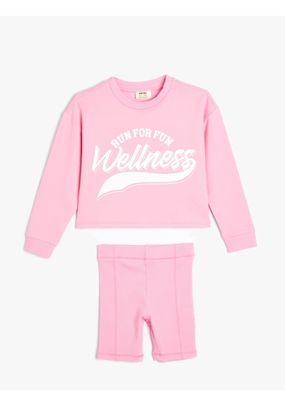 Koton Sweatshirt Ve Şort Seti İkili Pamuklu Pembe 4skg10180ak Pembe