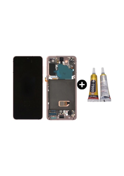 Samsung Galaxy S21 Sm-g991 Uyumlu Çıtalı Servis Lcd Ekran Dokunmatik Gold + B7000