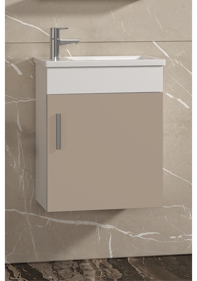 Lale 42x24 Cm Beyaz-selenit Mdf Seramik Lavabolu Asma Banyo Alt Dolabı
