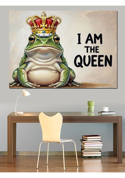 I Am The Queen Kurbağa Dekoratif Kanvas - Mdf Ahşap Tablo