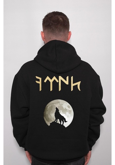 Bozkurt Kurt Türk Dolunay Göktürkçe Sweatshirt Unisex Kapüşonlu Hoodie 001