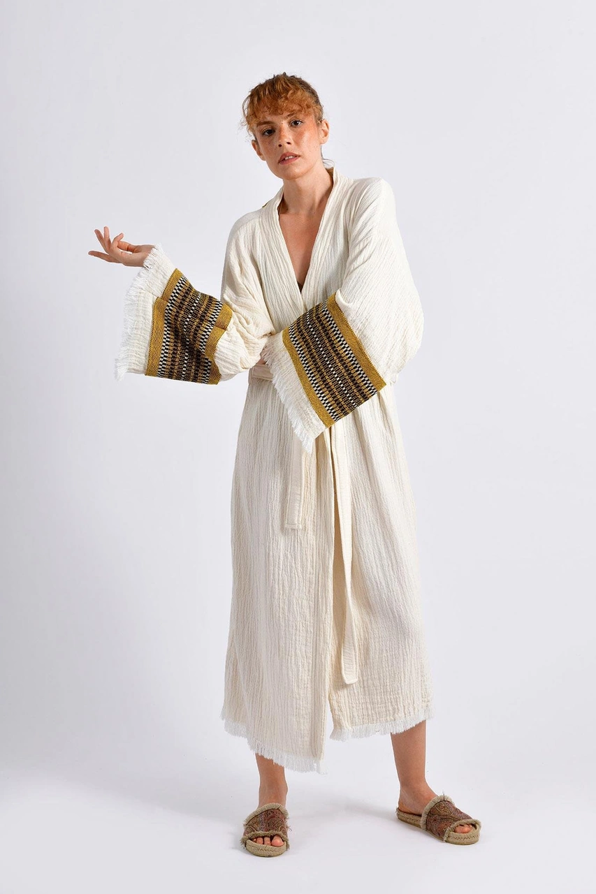 Brandsmithshop Natural Symbol Nomad Kimono- Altın Ton Çok Renkli