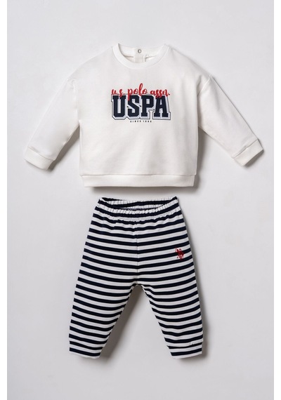 U.S. Polo Assn. Erkek Bebek Baskılı Beyaz Uzun Kol Pijama Takım Usb3162-c-v1 Usb3162-c-v1
