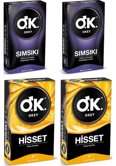 Okey Hisset Prezervatif 10'lu x 2 + Sımsıkı Prezervatif 10'lu x 2