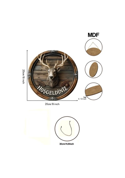 Kututr Hoş Geldiniz Uv Baskı 3d Görünümlü Mdf Kapı Süsü / Askılı Silinebilir Dekoratif Ks024,ks024 20 X Çok Renkli