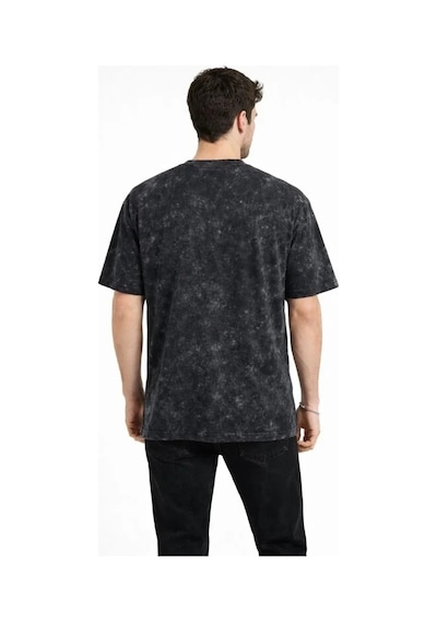 Vexor Erkek Asit Yıkama Bisiklet Yaka Kısa Kollu Oversize T-shirt Tişört - Siyah