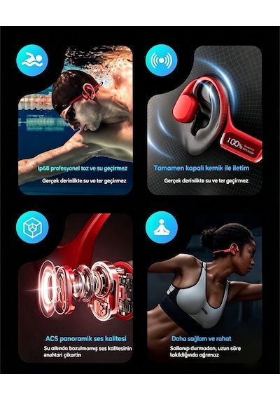 Tekoo Kemik İletimli Bluetooth 5.4 Kablosuz Kulak Arkası Kulaklık