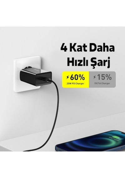 Baseus Speed Mini Quick Charger 20W Şarj Başlık Type-C Hızlı Şarj (496272265)