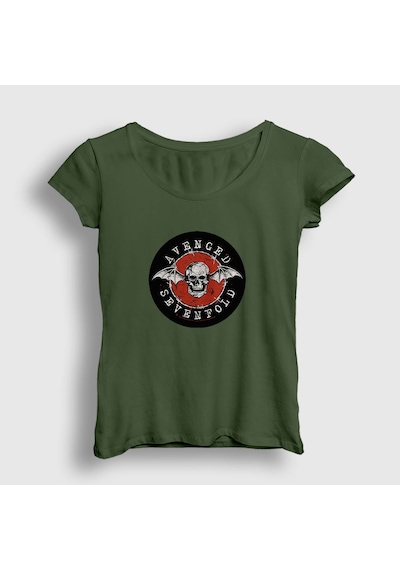 Presmono Kadın Red Avenged Sevenfold T-shirt Haki