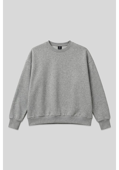 Gri Melanj Basic O Yaka Oversize Kadın Sweatshirt - 97053 Gri Melanj