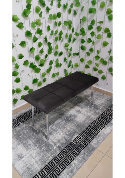 Özcan Metal Krom Bench Mutfak Salon Antre Yatak Odası Puf Bank Antrasitgri