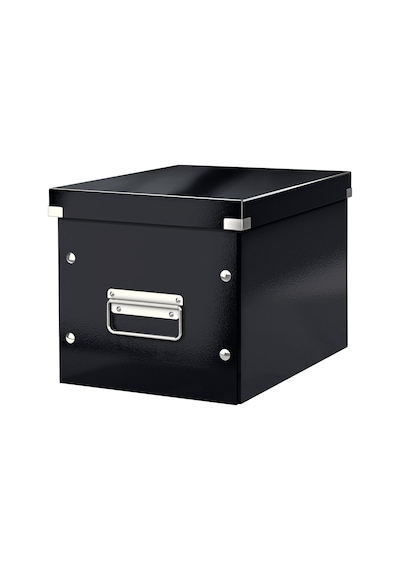 Rın Kapaklı Derin Saklama Kutusu Siyah Çelik Ahşap Minimalist 22 X 22 X 11 Cm Çok Renkli
