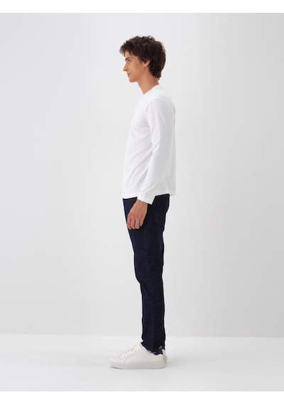 Xint Beyaz Slim Fit Bisiklet Yaka Modal Uzun Kol Tişört 502150