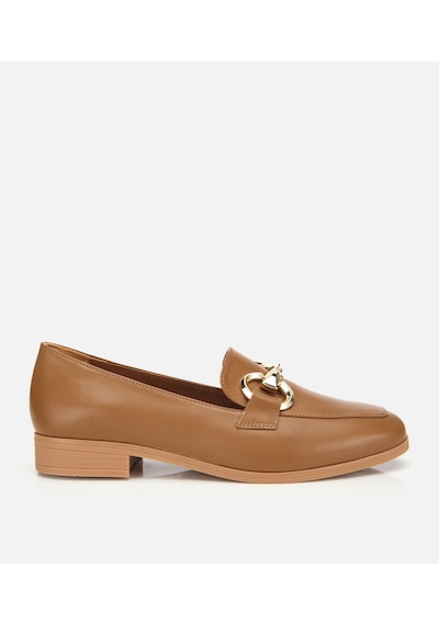 Hotiç Kadın Deri Kahverengi Tokalı Klasik Loafer