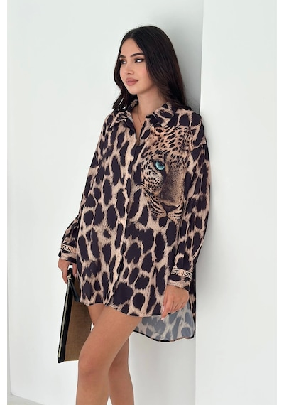 Asprin Fashion Kaplan Desen Tunik Gömlek Leopar