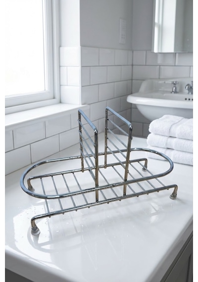 Makri Home Siyah Sıvı Sabunluk Standı Tezgah Üstü Banyo Mutfak Düzenleyici, Gümüş Oval Organizer Gümüş