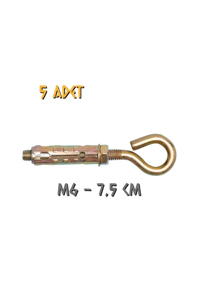 Made Kapalı Kancalı Çelik Dübel M6 - 5 Adet