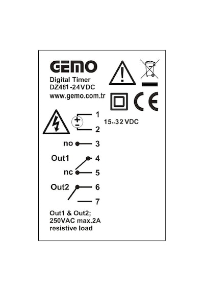 Gemo Dz481-24vdc ,48x48mm 24vdc Kontak-2a1k Zaman Röle