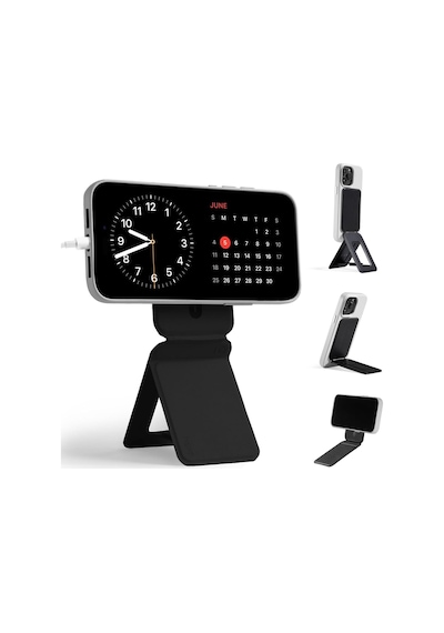 Taşınabilir Mini Telefon Standı Siyah Renk Katlanabilir Kartlık Manyetik Özellikli Çok Amaçlı Stand
